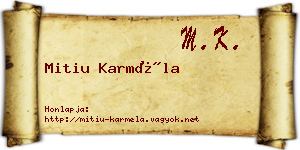 Mitiu Karméla névjegykártya